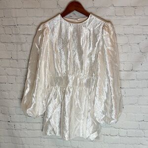 Veiled Shimmering White Long Sleeve Blouse Size 4 NWT